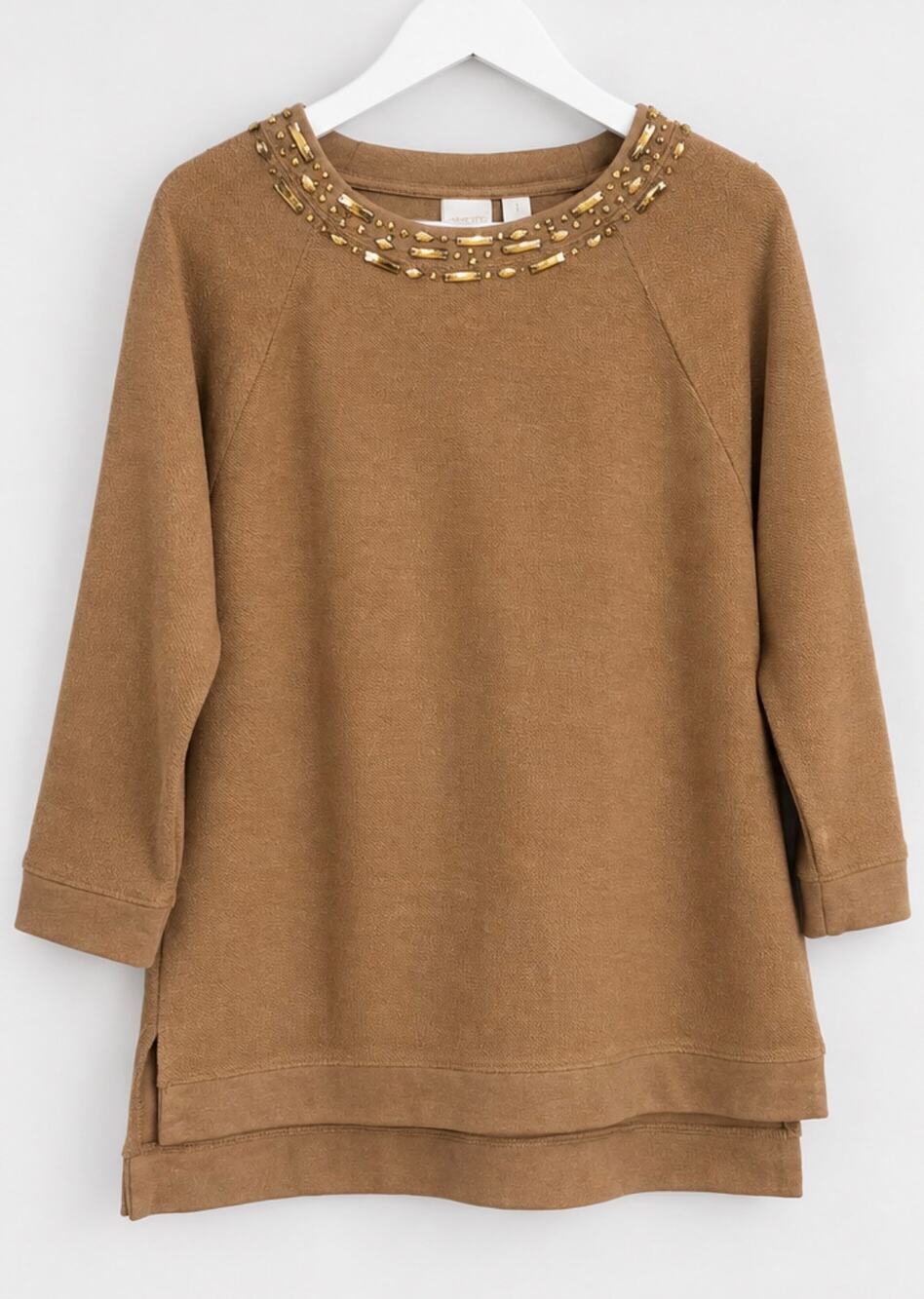 Chico’s Collection Embellished Neckline Knit Blouse